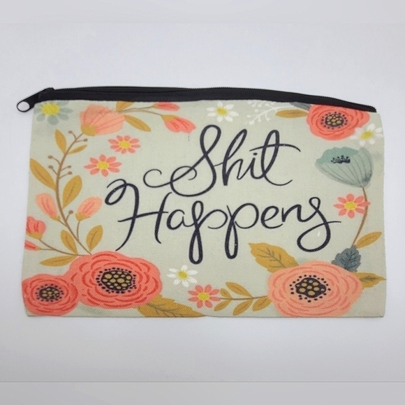 Floral Print Cosmetic Storage Canvas Like Bag Adult Language - Picture 7 of 7